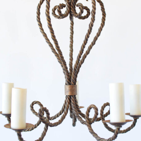 C12945 5 light Iron Rope Chandelier rustic, twisted iron scrolls wrought iron By The Big Chandelier Atlanta GA-0068