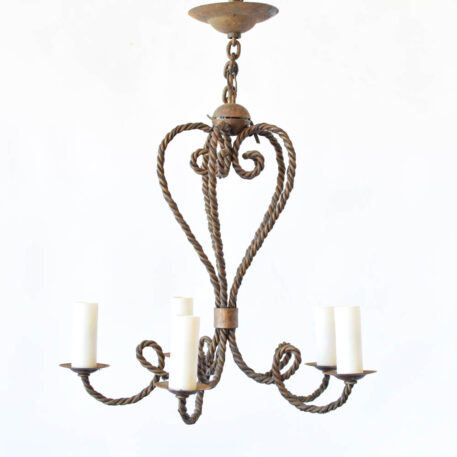 C12945 5 light Iron Rope Chandelier rustic, twisted iron scrolls wrought iron By The Big Chandelier Atlanta GA-0068