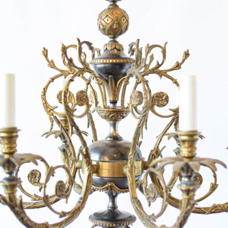 C13048 French Empire Chandelier historic Elegant fancy nineteenth century style brass black palm leaves amazing powerful By The Big Chandelier Atlanta GA