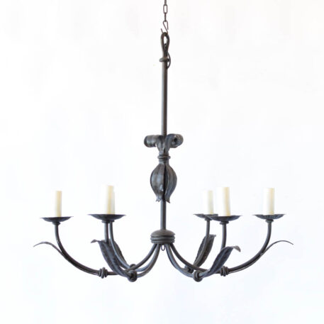 C13061 6 Light Simple Iron Chandelier leaves on arms traditional swooping arms wrought iron leafy column elegant amazing By The Big Chandelier Atlanta GA