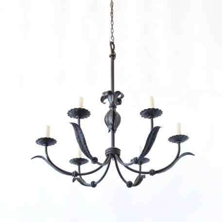 C13061 6 Light Simple Iron Chandelier leaves on arms traditional swooping arms wrought iron leafy column elegant amazing By The Big Chandelier Atlanta GA