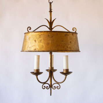 C13062 Gilded Shade Chandelier Cylindrical round vintage simple scrolls classic European stylish pendant Spanish By The Big Chandelier Atlanta GA-1088