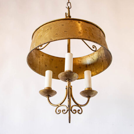 C13062 Gilded Shade Chandelier Cylindrical round vintage simple scrolls classic European stylish pendant Spanish By The Big Chandelier Atlanta GA-1088