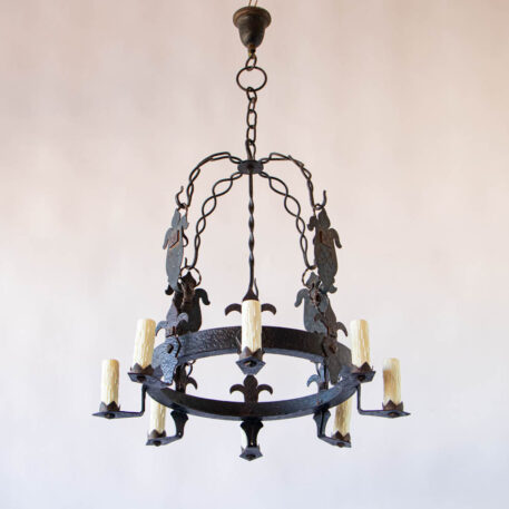 C12647 8 Light Iron Chandelier vintage classic Rustic wrought iron European heavy dome round By The Big Chandelier Atlanta GA-1073