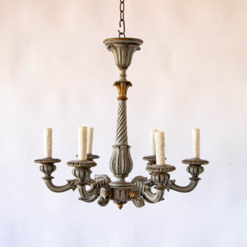 C12675 6 Light Grey Wood Chandelier carved wood vintage classic European painted Italian classic elegant By The Big Chandelier Atlanta GA-1092