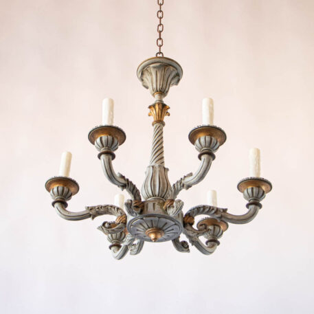 C12675 6 Light Grey Wood Chandelier carved wood vintage classic European painted Italian classic elegant By The Big