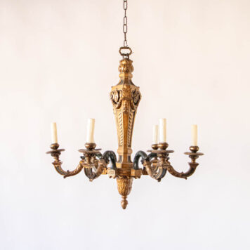 C12774 Gilded gold European Italian carved ornate elegant vintage historic baroque fancy beautiful Polychrome Wood Chandelier By The Big Chandelier Atlanta