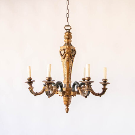 C12774 Gilded gold European Italian carved ornate elegant vintage historic baroque fancy beautiful Polychrome Wood Chandelier By The Big Chandelier Atlanta