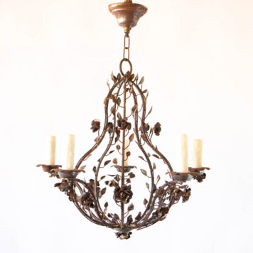 C12816 Leafy 5 Light Chandelier iron steel leaves floral botanical natural European cage hall ornate By The Big Chandelier Atlanta GA