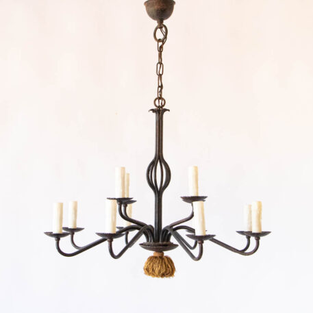 C12834 Simple 4 over 8 light iron chandelier 12 lights rustic simple European vintage wrought iron classic By The Big Chandelier Atlanta GA