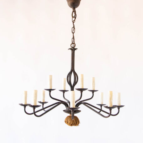 C12834 Simple 4 over 8 light iron chandelier 12 lights rustic simple European vintage wrought iron classic By The Big Chandelier Atlanta GA