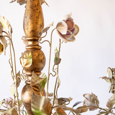 C12839 Wood Chandelier with Iron Arms flowers colorful baroque classic vintage elegant fancy European floral By The Big Chandelier Atlanta GA-1084