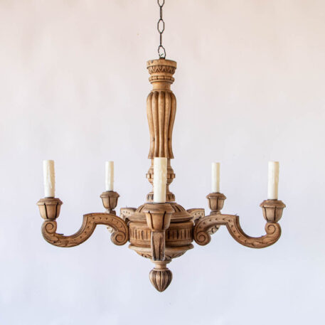 C12952 Bleached Wood Chandelier Italian vintage European classic simple carved wood rustic wooden