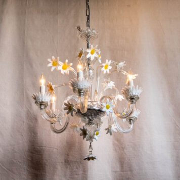 C12971 Murano Chandelier with Daisies White flowers Italian floral cute vintage pretty By The Big Chandelier Atlanta GA