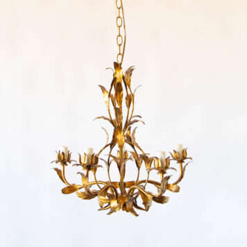 C13006 Gilded Leafy Chandelier Spanish Vintage gold Flowers floral pretty cute leaves fancy elegant By The Big Chandelier Atlanta GA