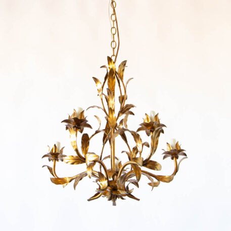 C13006 Gilded Leafy Chandelier Spanish Vintage gold Flowers floral pretty cute leaves fancy elegant By The Big Chandelier Atlanta GA