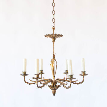 C13071 Thin Gilded Chandelier Spanish Simple Rustic Barcelona Gold leafy spiky elegant vintage fancy By The Big Chandelier Atlanta GA