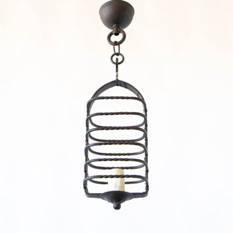 C12726 Cage Lantern small iron hall light bars rustic vintage farmhouse simple rings wrought iron European By The Big Chandelier Atlanta GA