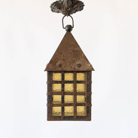 C112628 Iron Lantern rustic cage square vintage European simple By The Big Chandelier Atlanta GA