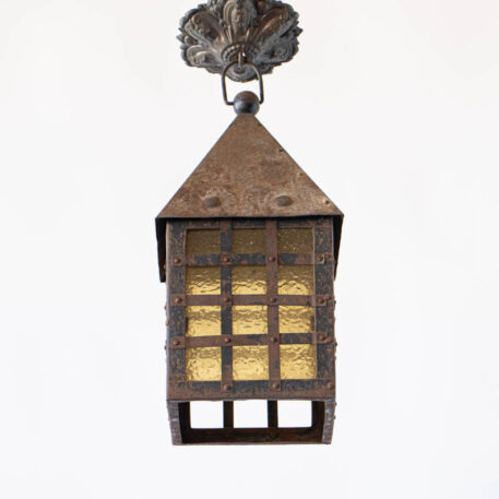 C112628 Iron Lantern rustic cage square vintage European simple By The Big Chandelier Atlanta GA