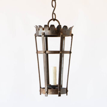 S4958 Iron Wall or Hanging Lantern rustic vintage European wrought iron castle cylindrical hall light rivets By The Big Chandelier Atlanta GA