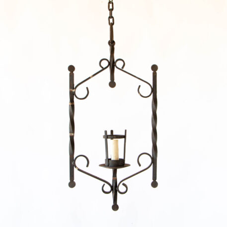 C13053 Iron Hall Light simple scrolls European vintage wrought iron open elegant hall light small pendant torch By The Big Chandelier Atlanta GA