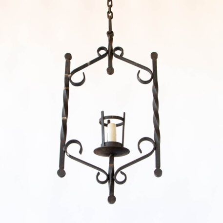 C13053 Iron Hall Light simple scrolls European vintage wrought iron open elegant hall light small pendant torch By The Big Chandelier Atlanta GA