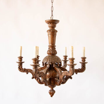 C12825 Carved Wood Chandelier with Tassels Classic rustic wooden European vintage French Belgian fine classic classy fancy old with 6 Lights By The Big Chandelier Atlanta GA