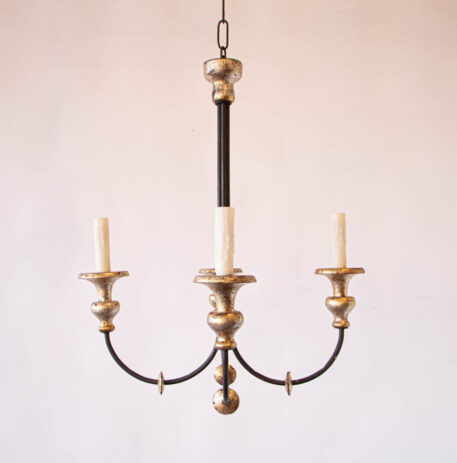 C12847 Metal and Wood Chandelier with 4 lights European vintage gilded silver black simple elegant Italian classic classical By The Big Chandelier Atlanta GA