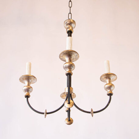 C12847 Metal and Wood Chandelier with 4 lights European vintage gilded silver black simple elegant Italian classic classical By The Big Chandelier Atlanta GA