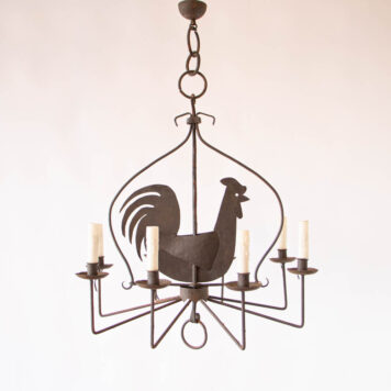 C12985 8 Light Iron Chicken Chandelier fun rustic farm farmhouse country vintage By The Big Chandelier Atlanta GA