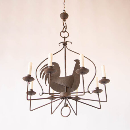 C12985 8 Light Iron Chicken Chandelier fun rustic farm farmhouse country vintage By The Big Chandelier Atlanta GA