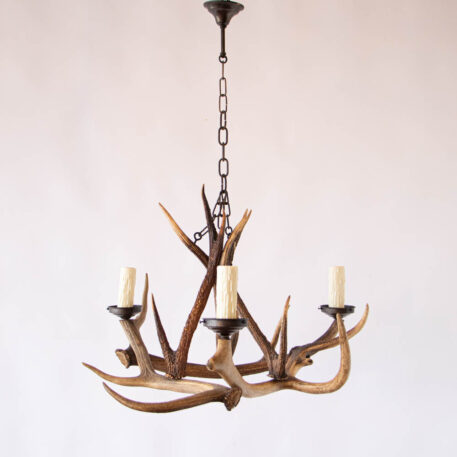 C13055 3 Light Horn Chandelier Antlers rustic classic farmhouse farm hunting deer hunter cabin By The Big Chandelier Atlanta GA