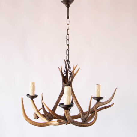 C13055 3 Light Horn Chandelier Antlers rustic classic farmhouse farm hunting deer hunter cabin By The Big Chandelier Atlanta GA