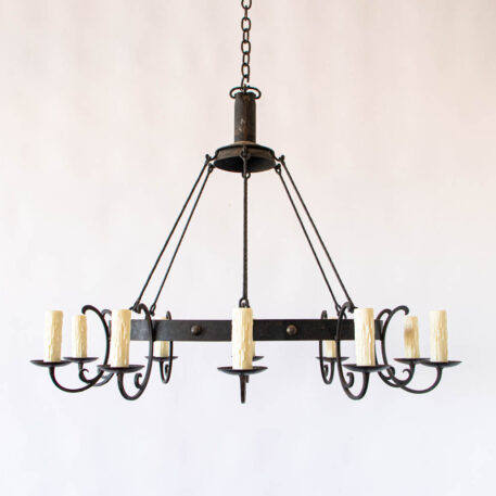 C12813 10 Light Iron Oval Chandelier wrought iron black round dining room vintage simple rustic elongated long European By The Big Chandelier Atlanta