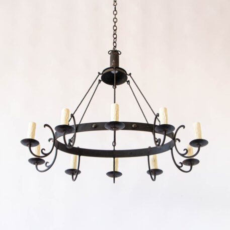 C12813 10 Light Iron Oval Chandelier wrought iron black round dining room vintage simple rustic elongated long European By The Big Chandelier Atlanta