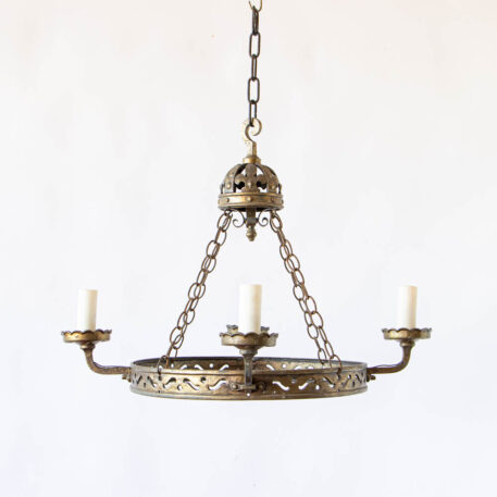 C12815 4 Light Iron Chandelier with Crown By The Big Chandelier Atlanta GA Vintage European French Cute rustic small gold royal round classic regal