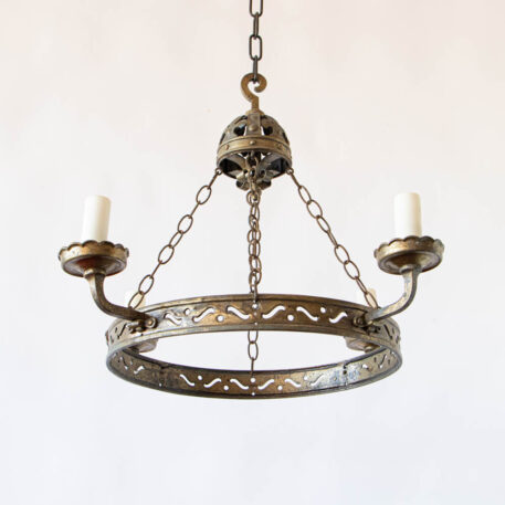 C12815 4 Light Iron Chandelier with Crown By The Big Chandelier Atlanta GA Vintage European French Cute rustic small gold royal round classic regal