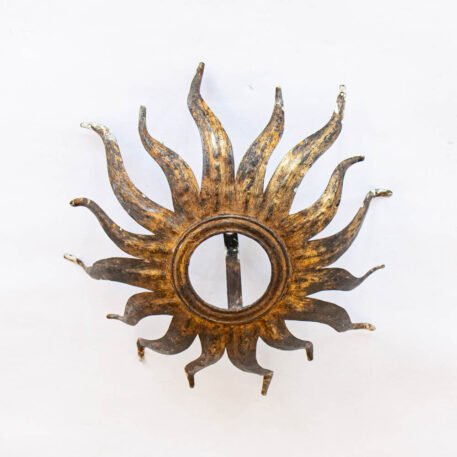 C13081 Sun Flush Mount Spiky round pointy vintage black silver gold gilded leafy beautiful fancy leaves ceiling light European Spanish By The Big Chandelier Atlanta GA-1524