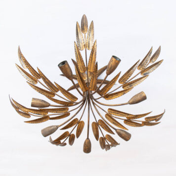 C13094 7 Light Leafy Semi Flush Ceiling Light gold gilded Spanish iron European small vintage leaves classic By The Big Chandelier Atlanta GA-1537