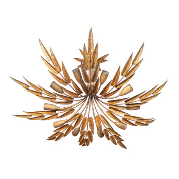 C13422 XXL Leafy Flush Mount Vintage European Classic Amazing Best Wow Great Beautiful Wonderful Unique Gilded Gold Leaves Floral Natural Mediterranean Spanish Barcelona Large Wide Midcentury Mid Century Mid Mod Palms Beach By The Big Chandelier Atlanta GA